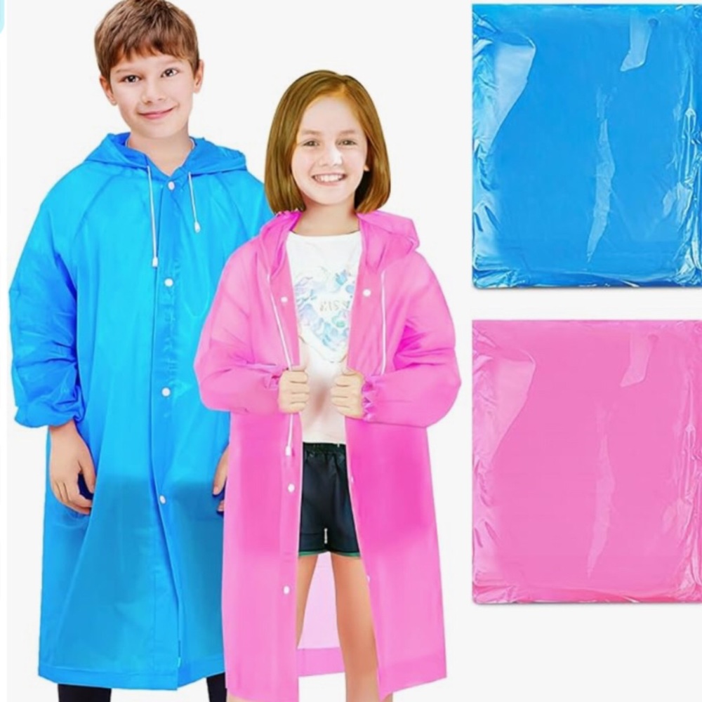 🌿 Kids Boys Girls pink blue durable thick rain jacket poncho